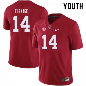 NCAA Youth Alabama Crimson Tide #14 Brandon Turnage Stitched College 2019 Nike Authentic Crimson Football Jersey DA17X25UF